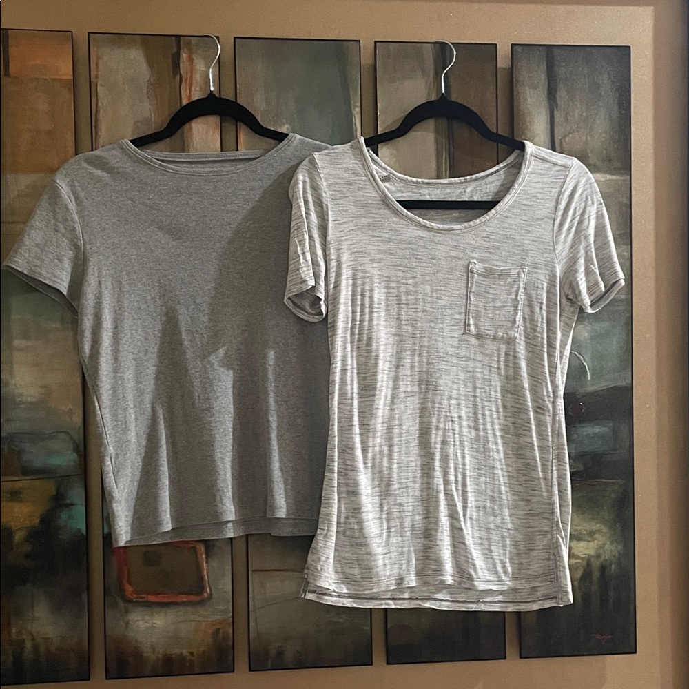 Ann Taylor Light Gray Short Sleeve Tees